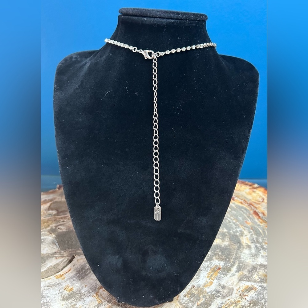 Vintage Christine Collection Pink White Rhinestone Silver Toned Fashion Necklace - Picture 7 of 10